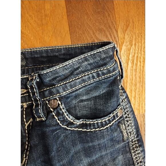 Silver Denim Jeans Women's 28 X 30 Actual Blue Natsuki Bootcut Dark Wash Flap - Picture 4 of 10